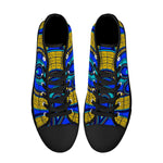 Vivid Azura Blue Spiral - Ethnic-Inspired Pattern High Top Canvas Shoes