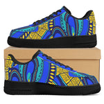 Vivid Azura Blue Spiral - Ethnic-Inspired Pattern Womens Low Top Leather Sport Sneakers
