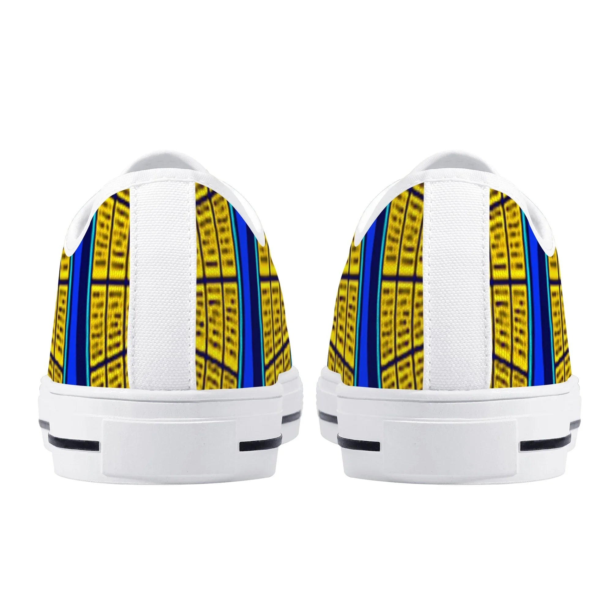 Vivid Azura Blue Spiral - Ethnic-Inspired Pattern Low Top Canvas Shoes - D'Sare