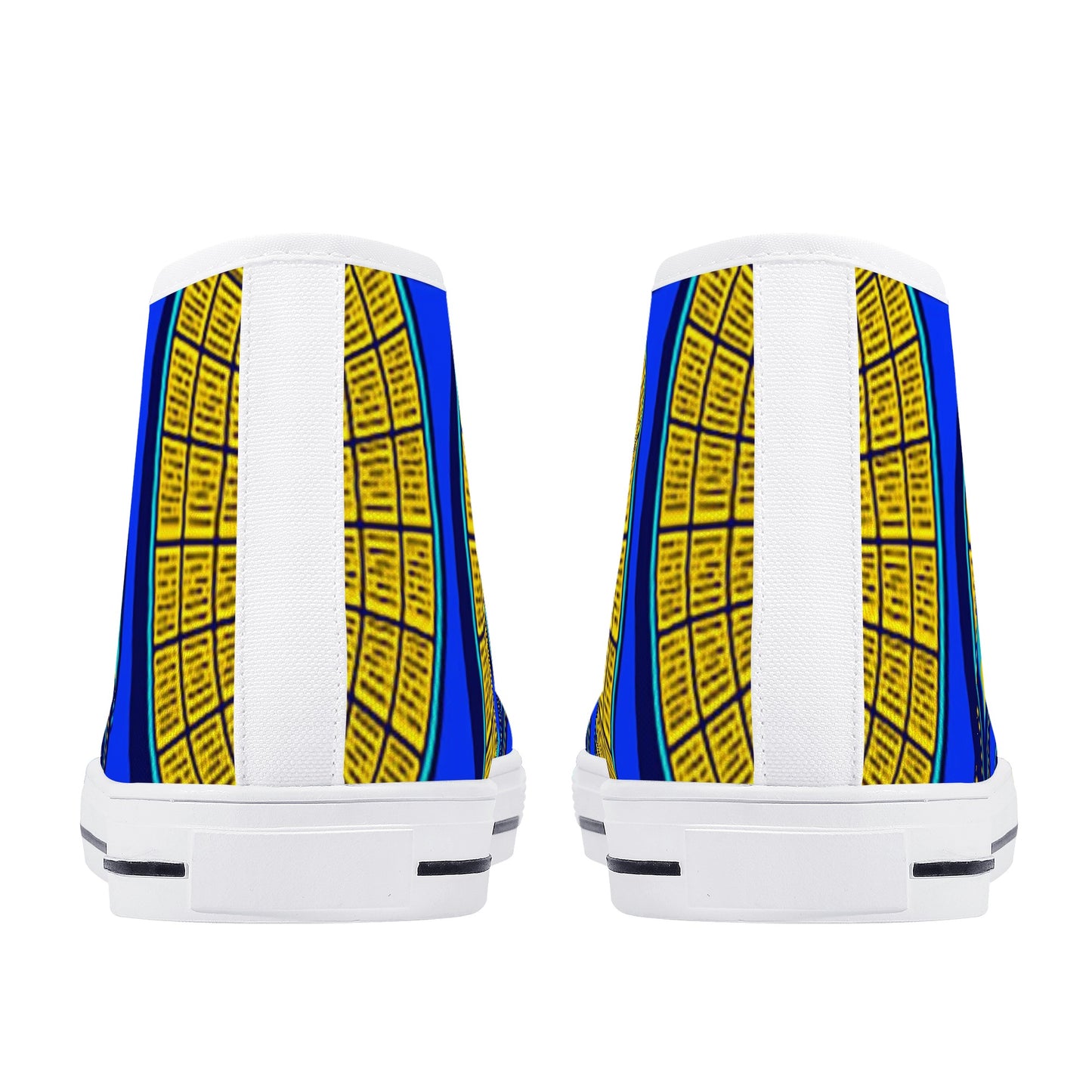 Vivid Azura Blue Spiral - Ethnic-Inspired Pattern High Top Canvas Shoes - D'Sare