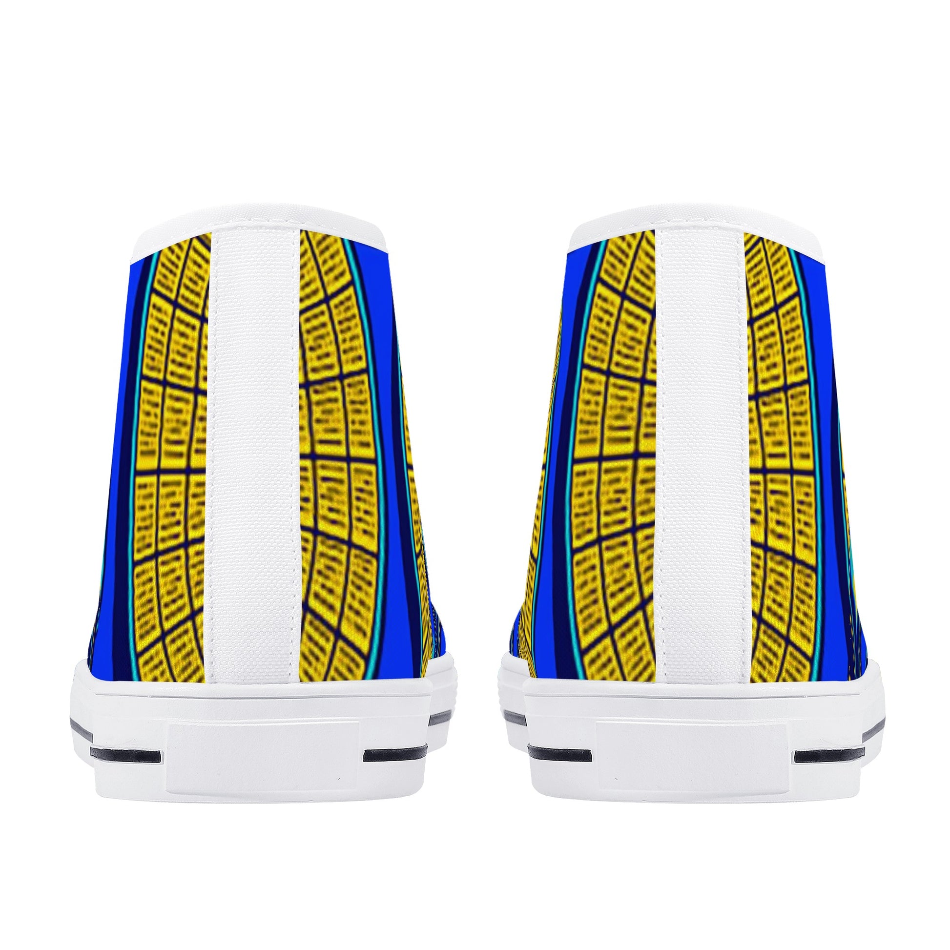 Vivid Azura Blue Spiral - Ethnic-Inspired Pattern High Top Canvas Shoes - D'Sare