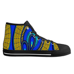 Vivid Azura Blue Spiral - Ethnic-Inspired Pattern Womens High Top Canvas Shoes