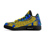 Vivid Azura Blue Spiral - Ethnic-Inspired Pattern Mens  Retro Leather Basketball Sneakers