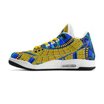 Vivid Azura Blue Spiral - Ethnic-Inspired Pattern Mens  Retro Leather Basketball Sneakers