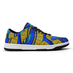 Vivid Azura Blue Spiral - Ethnic-Inspired Pattern Womens Dunk Stylish Low Top Leather Sneakers