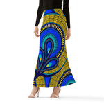 Vivid Azura Blue Spiral - Ethnic-Inspired Pattern Womens Wrap Fishtail Long Skirt