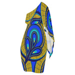 Vivid Azura Blue Spiral - Ethnic-Inspired Pattern Womens One Shoulder Sleeve Evening Formal Dress