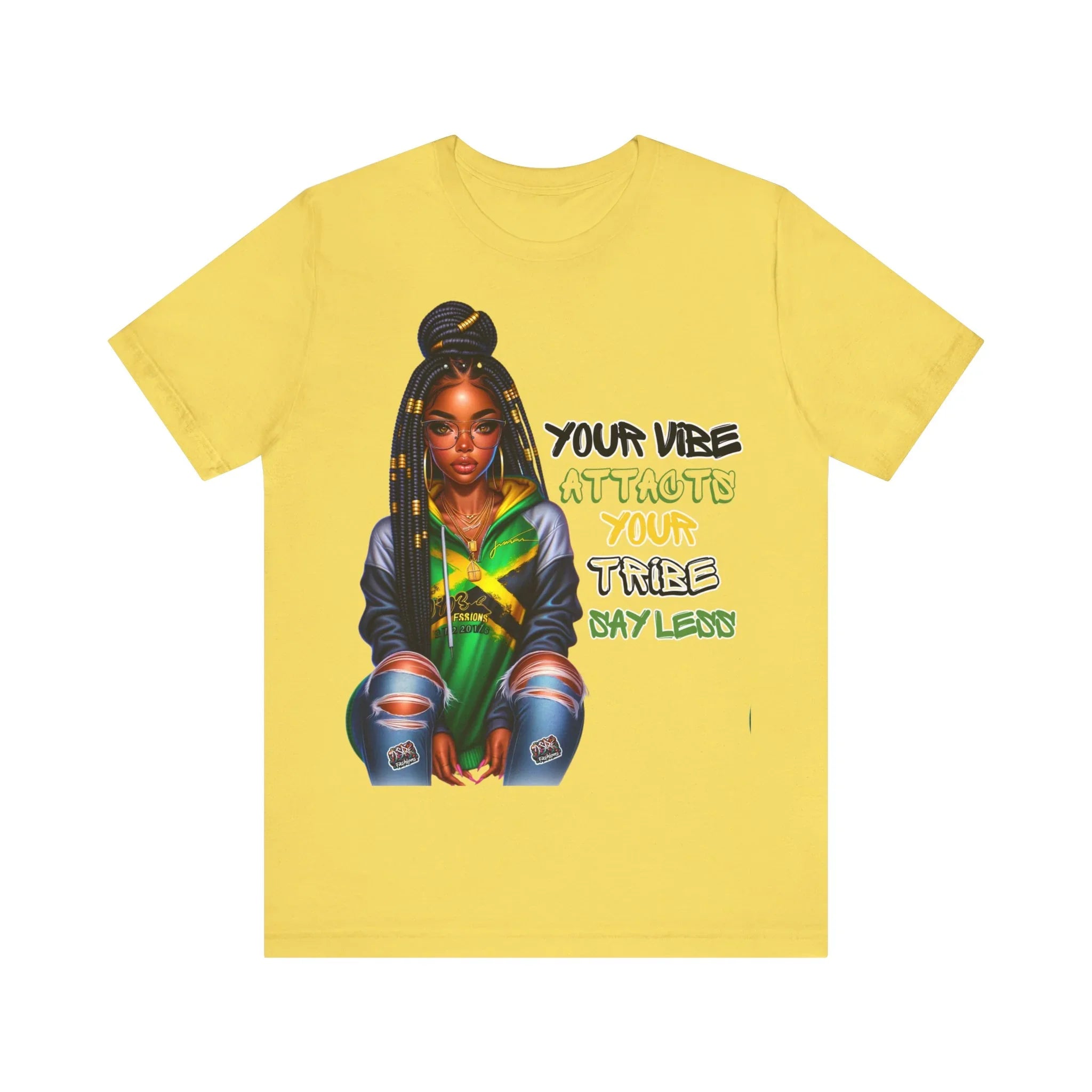 Jamaica Your Vibe Tribe T-Shirt  - Urban Streetwear with Inspirational Quote, Trendy Fashion Statement Sweatshirt, Chic Casual Wear Unisex Jersey Short Sleeve Tee - D'Sare