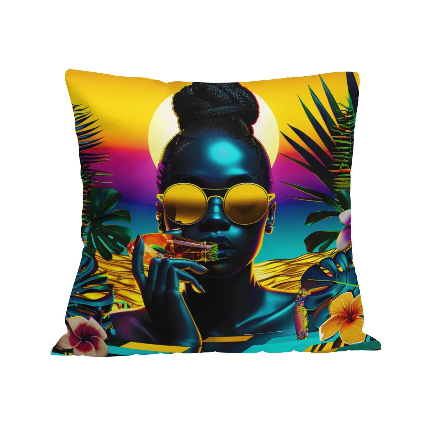 Personalized / Custom Tropical Sunset Dreams : Neon Vibes  Pillow Case (Single-Side Print) - D'Sare