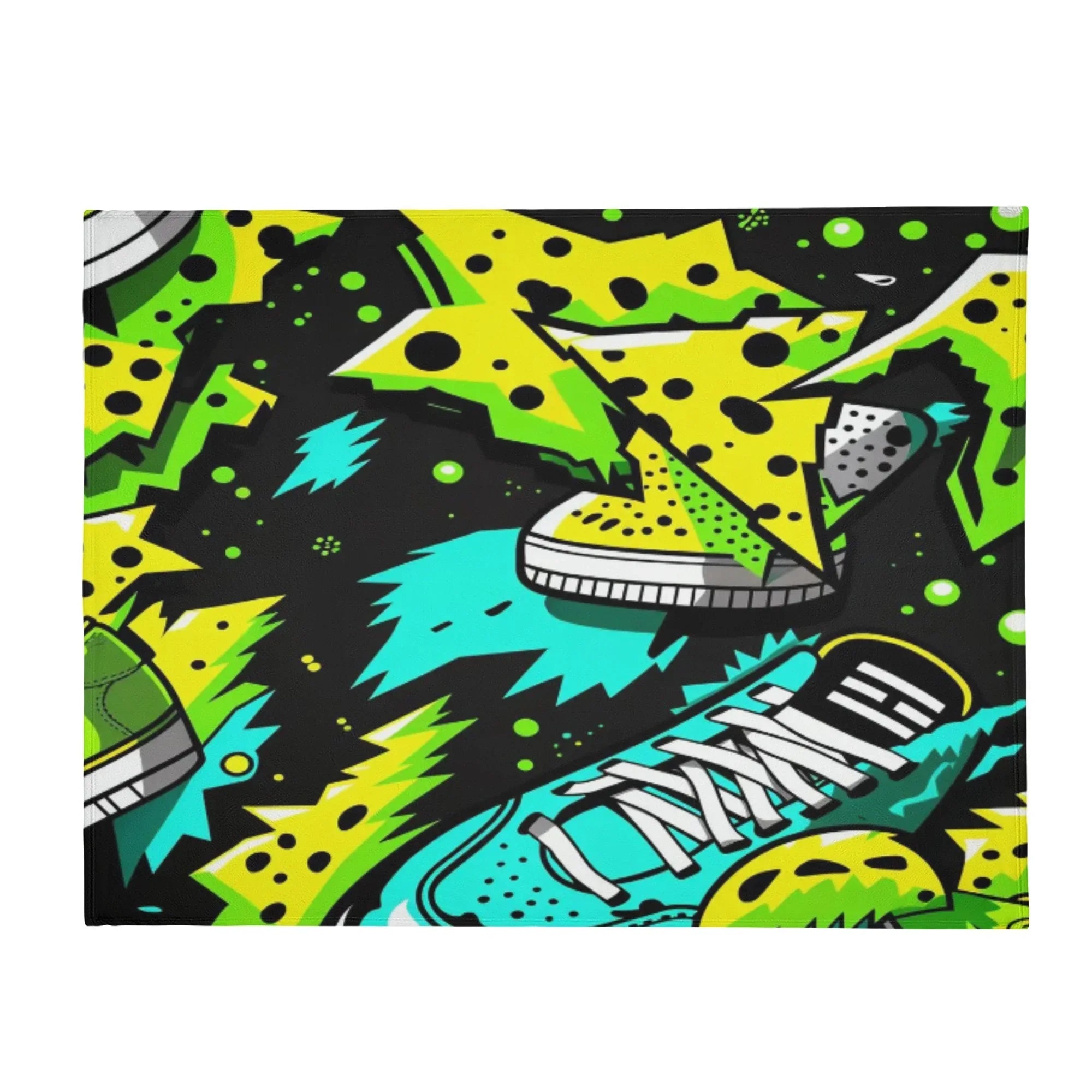 Electric Kicks Art: Urban Pop Art Explosion, Graffiti  Horizontal Flannel Breathable Blanket 4 Sizes - D'Sare
