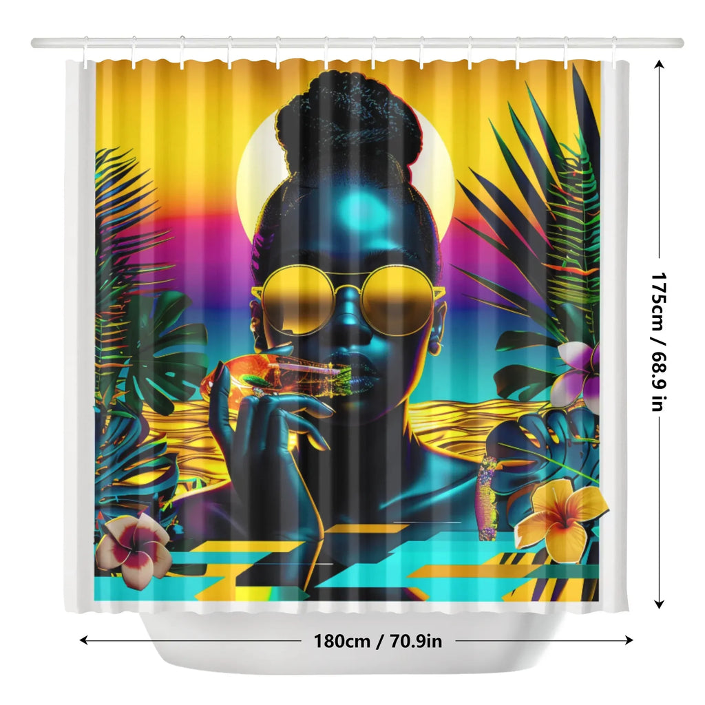 Personalized / Custom Tropical Sunset Dreams : Neon Vibes  Shower Curtain - D'Sare