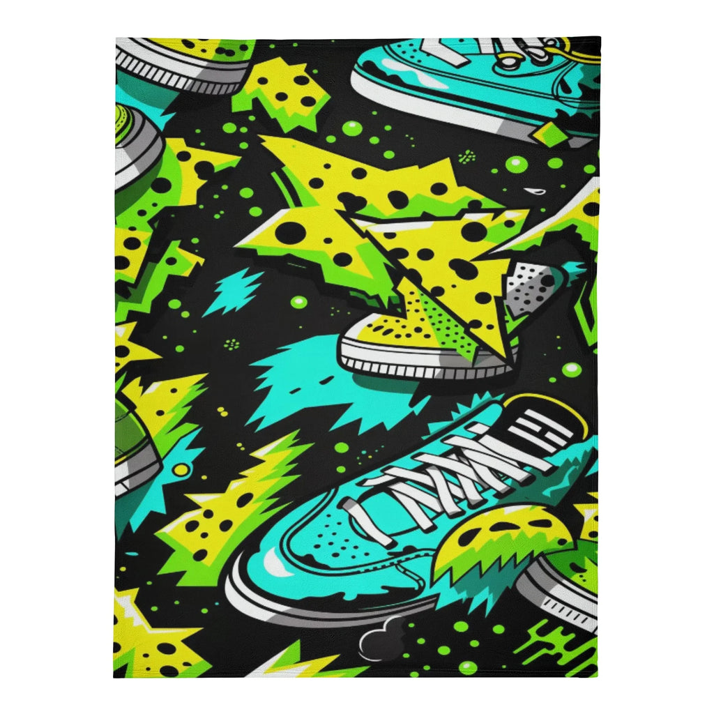Electric Kicks Art: Urban Pop Art Explosion, Graffiti  Soft Polyester Premium Fleece Blanket - D'Sare