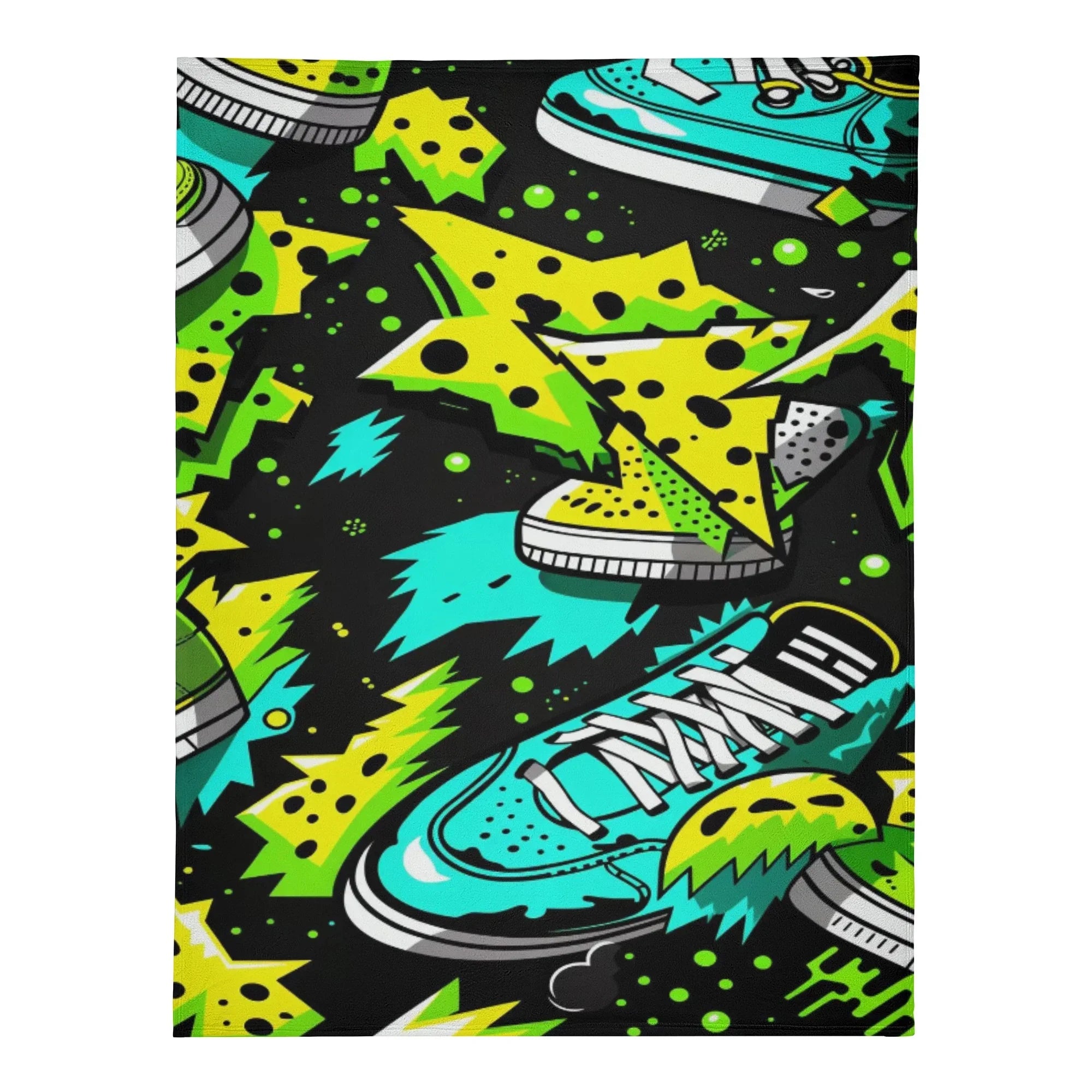 Electric Kicks Art: Urban Pop Art Explosion, Graffiti  Soft Polyester Premium Fleece Blanket - D'Sare