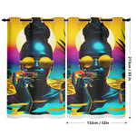 Personalized / Custom Tropical Sunset Dreams : Neon Vibes  Window Curtains (2 PCS) 132X213 CM