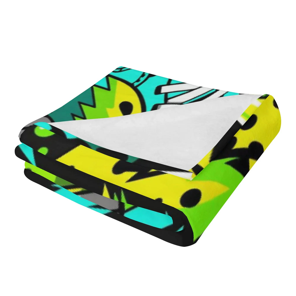 Electric Kicks Art: Urban Pop Art Explosion, Graffiti  Horizontal Flannel Breathable Blanket 4 Sizes - D'Sare