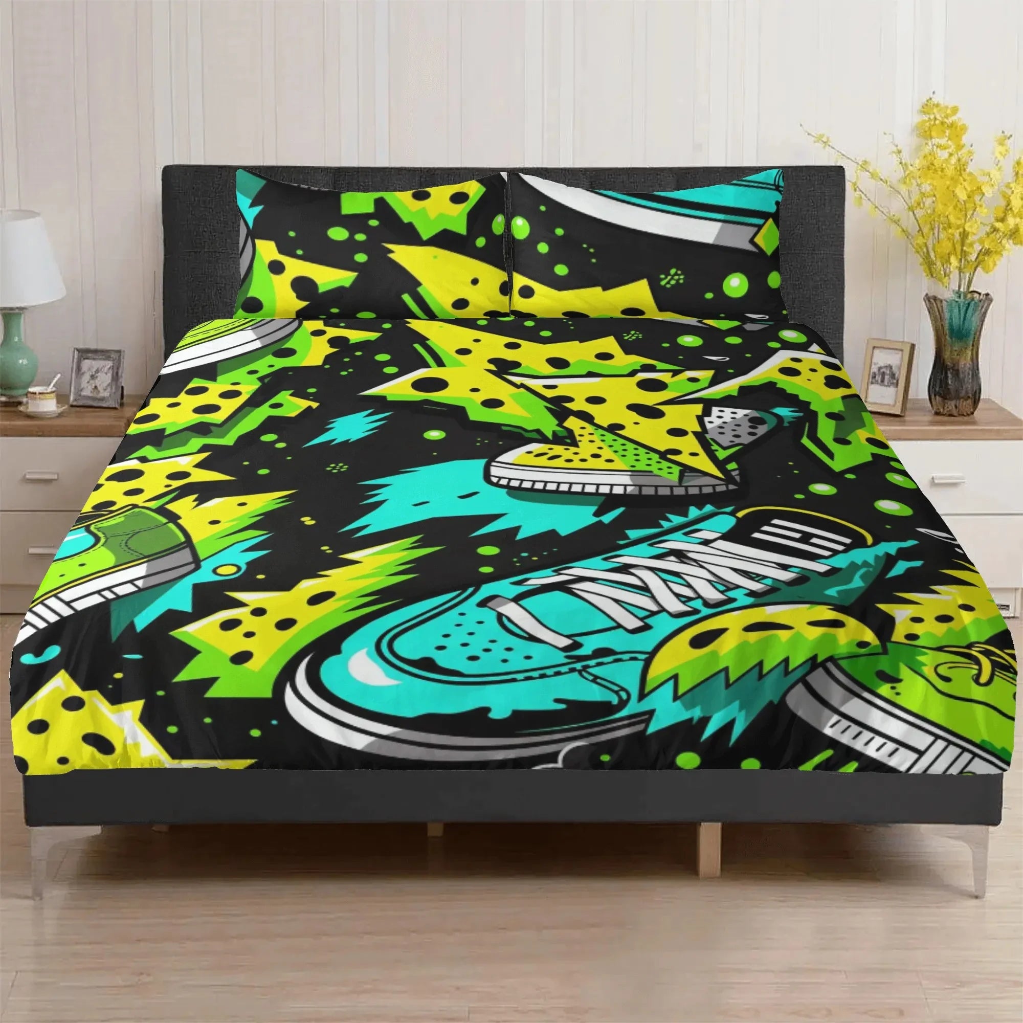 Electric Kicks Art: Urban Pop Art Explosion, Graffiti  3 Pcs Beddings - D'Sare