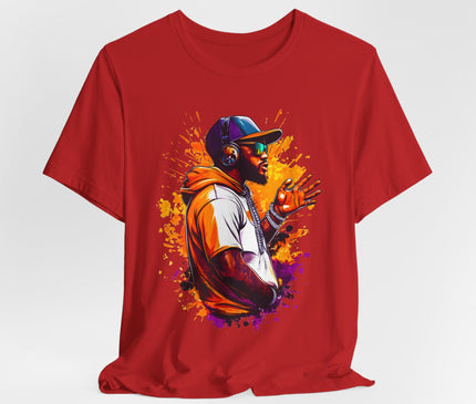 Urban Rapper Portrait Tee — Colorful Hip Hop Artist Graphic T-Shirt