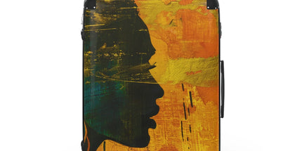 Golden Afrocentric Silhouette Suitcase - Stylish Luggage with Unique Design, Durable Travel Bag, Afrocentric Art Suitcase, Rolling Suitcase by Printify