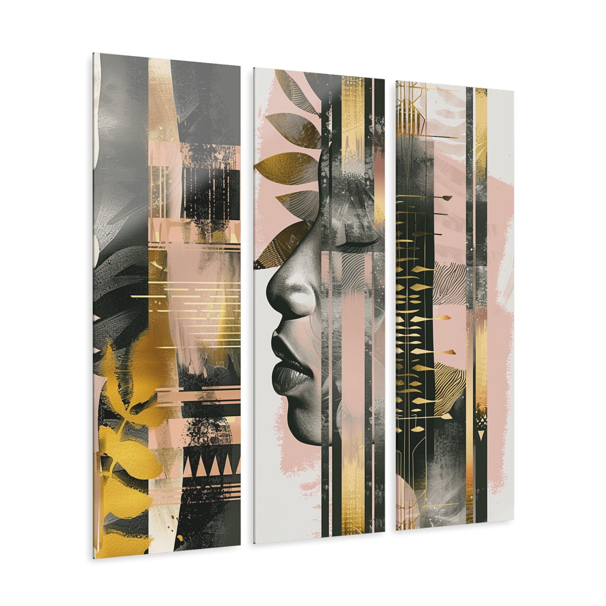 Golden Afro Queen Relic Acrylic 3 Wall Eclectic Art Mural - D'Sare