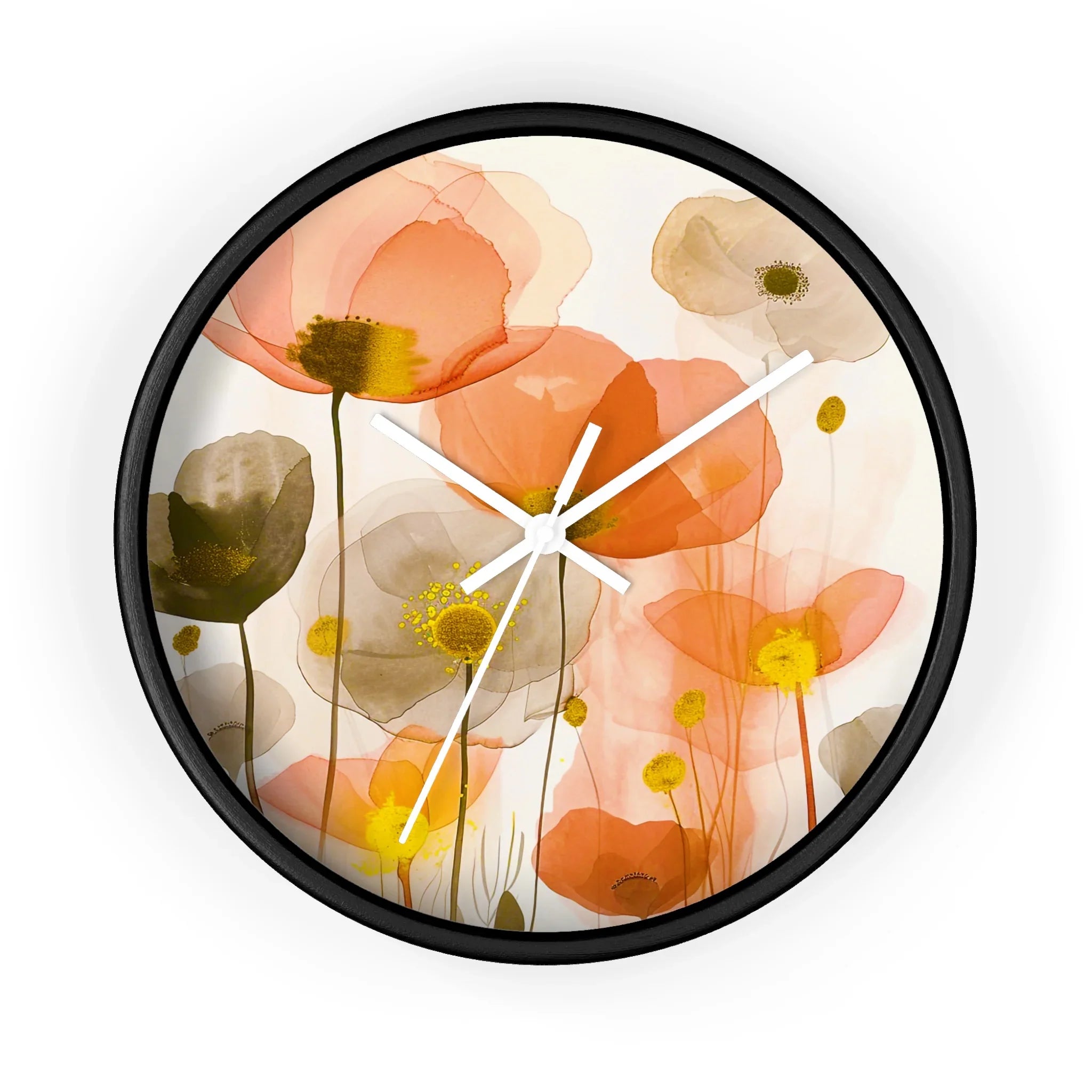 Poppy Echoes Golden Peach Escape Wall Clock - D'Sare