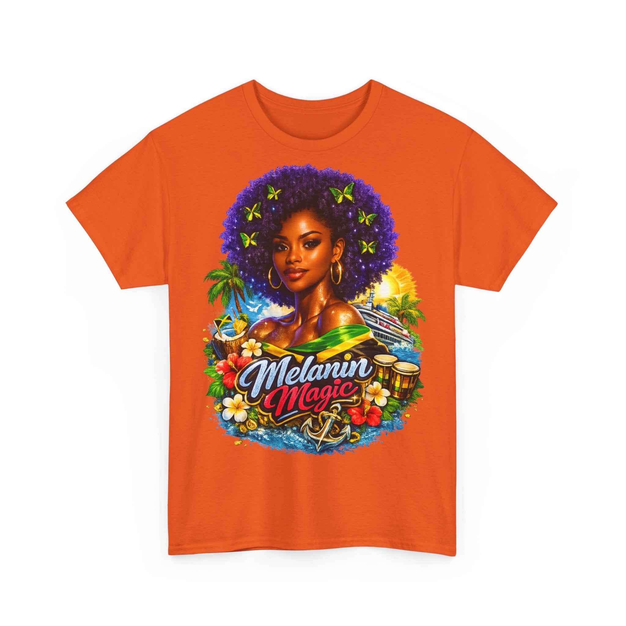 Melanin Magic Jamaica Portrait T-Shirt — Afrocentric Floral Tee