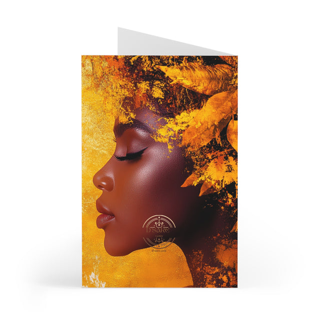 Autumn Gold Empress Greeting Cards (7-Pack) — Fall Floral Stationery Set