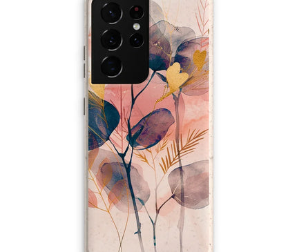 Peachy Blue Golden Flora Escape  Eco Phone Case - D'Sare