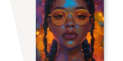 Solar Flare Radiant Soul Beautiful Black Girl Greeting Card by Prodigi