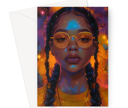 Solar Flare Radiant Soul  Beautiful Black Girl  Greeting Card - D'Sare
