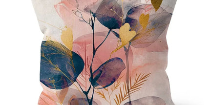 Peachy Blue Golden Flora Escape Cushion by Prodigi