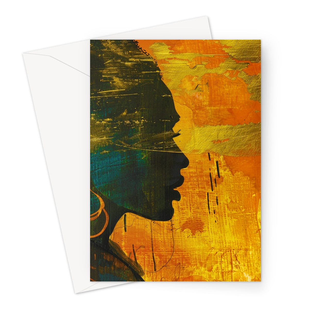 Golden Afrocentric Silhouette Greeting Card - D'Sare