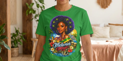 Melanin Magic Jamaica Portrait T-Shirt — Afrocentric Floral Tee
