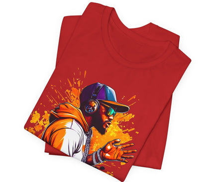 Urban Rapper Portrait Tee — Colorful Hip Hop Artist Graphic T-Shirt