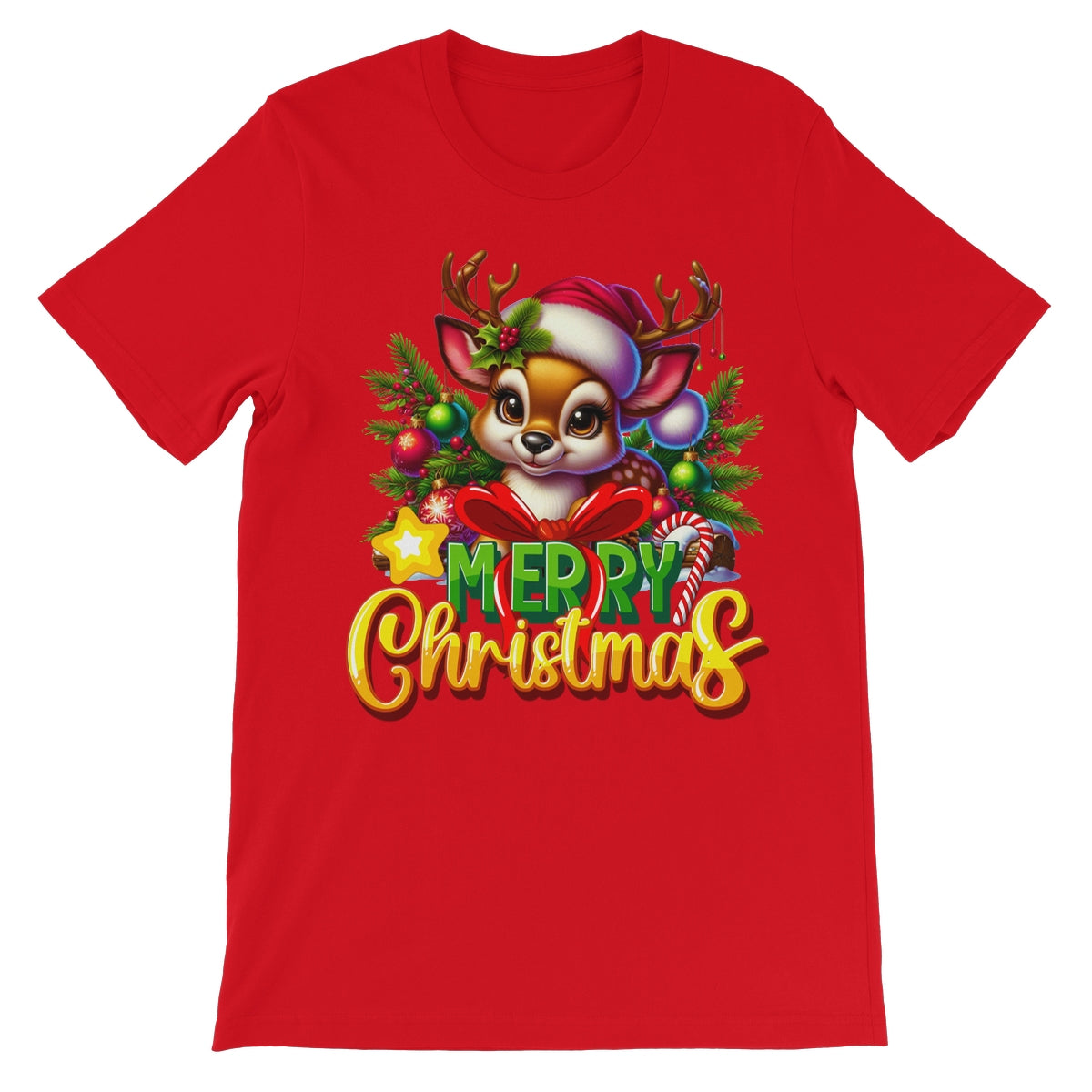 Reindeer Merry Christmas  Unisex Short Sleeve T-Shirt