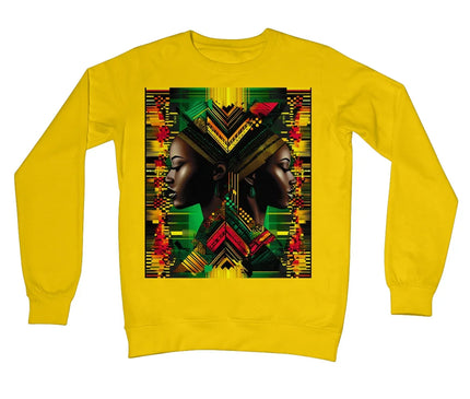 African Print Red Green Yellow Twin Energy  Crew Neck Sweatshirt - D'Sare