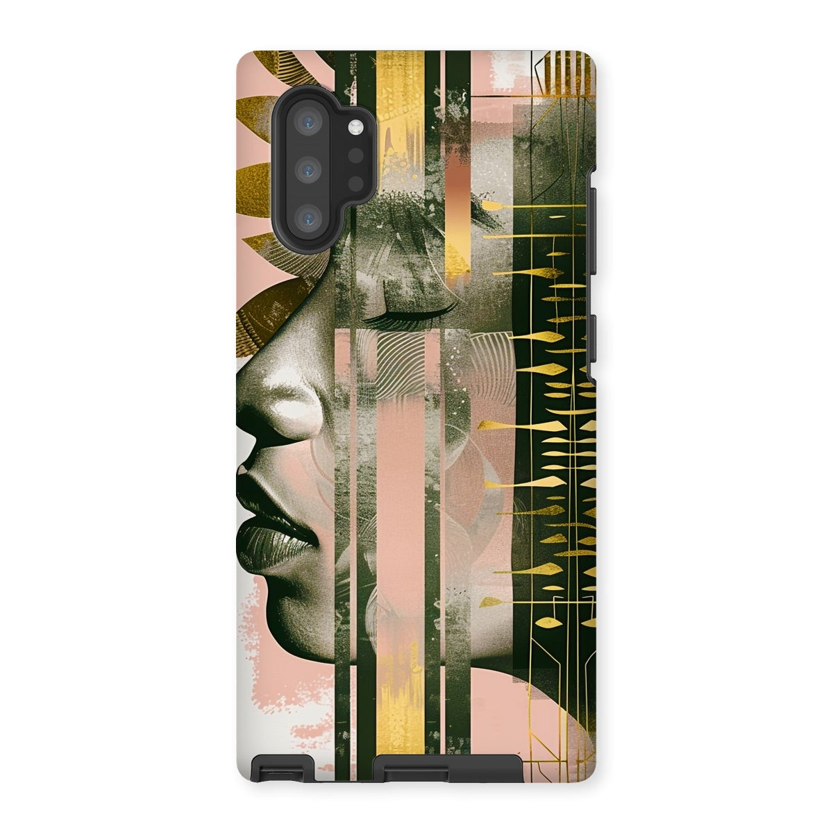 Echoes of Life: Afrocentric Meditation Peach and Gold Abstract Art Eclectic  Tough Phone Case