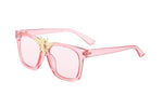Square Sunglasses Vintage Big Bee Decoration Pink Green Candy Frame Sun Glasses