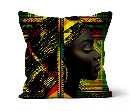 Abstract Red and Green Black Queen Fusion Cushion