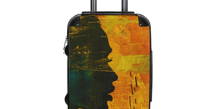 Golden Afrocentric Silhouette Suitcase - Stylish Luggage with Unique Design, Durable Travel Bag, Afrocentric Art Suitcase, Rolling Suitcase by Printify