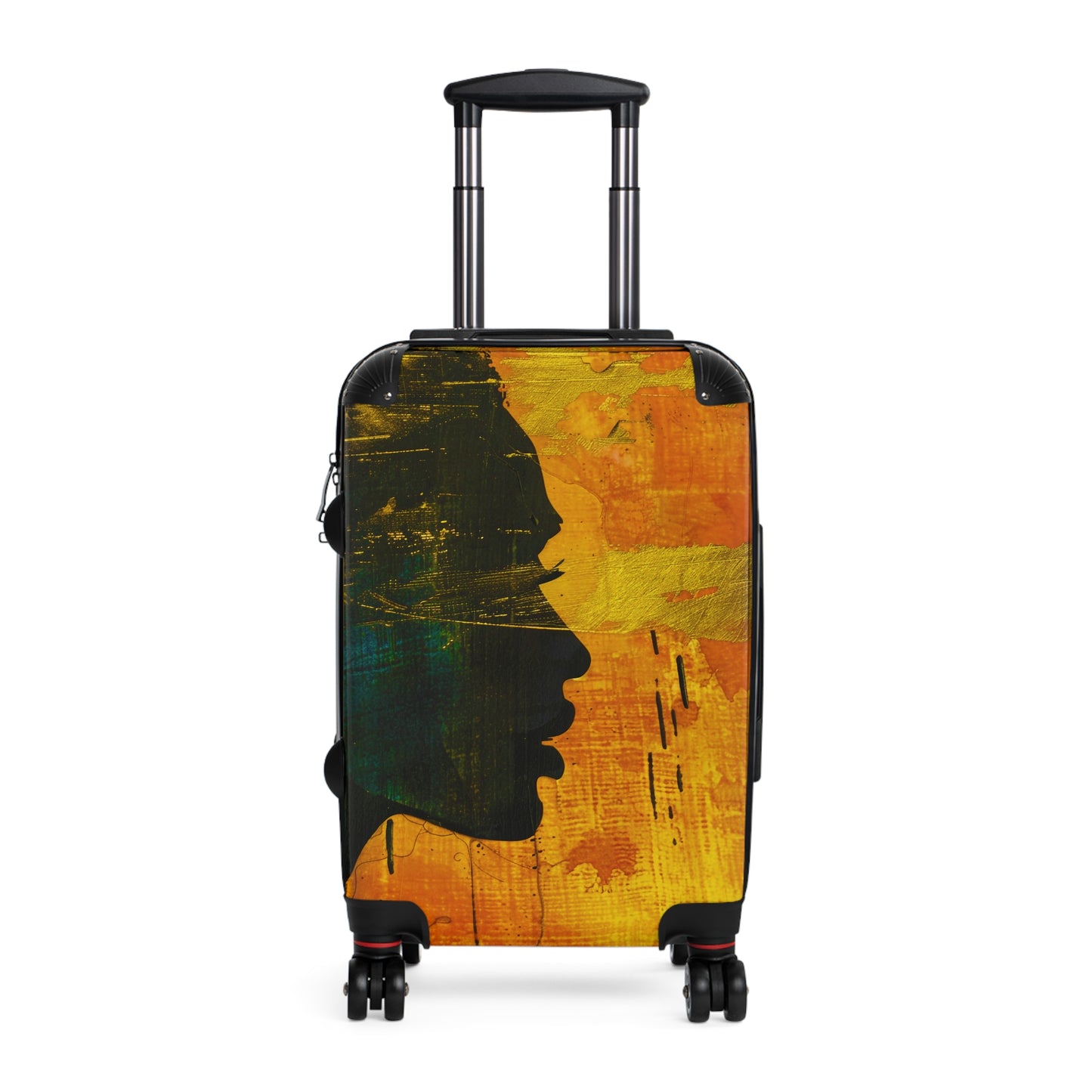 Golden Afrocentric Silhouette Suitcase - Stylish Luggage with Unique Design, Durable Travel Bag, Afrocentric Art Suitcase, Rolling Suitcase - D'Sare