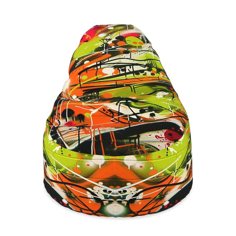 Neon Splatter Symphony: Urban Graffiti Art Collection Bean Bag - D'Sare