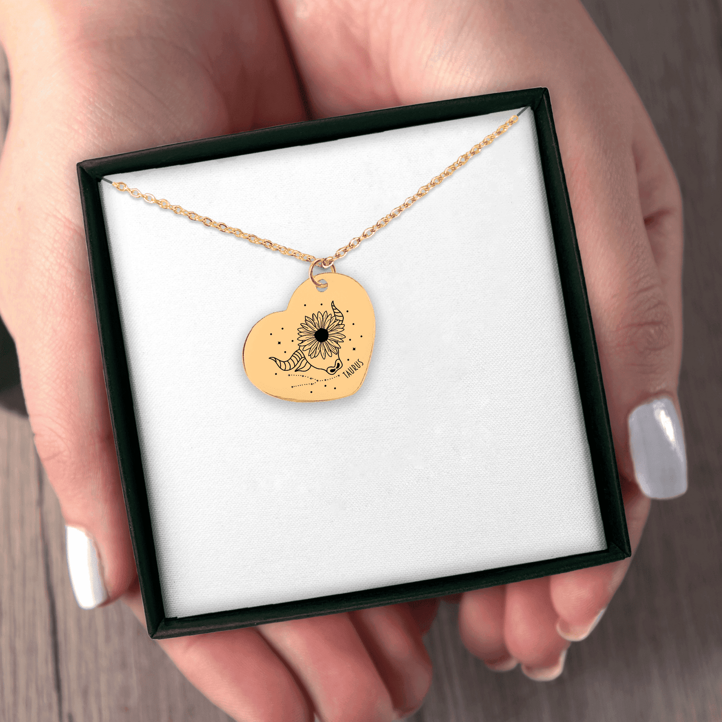 D'Sare Taurus Zodiac Sign Heart Necklace