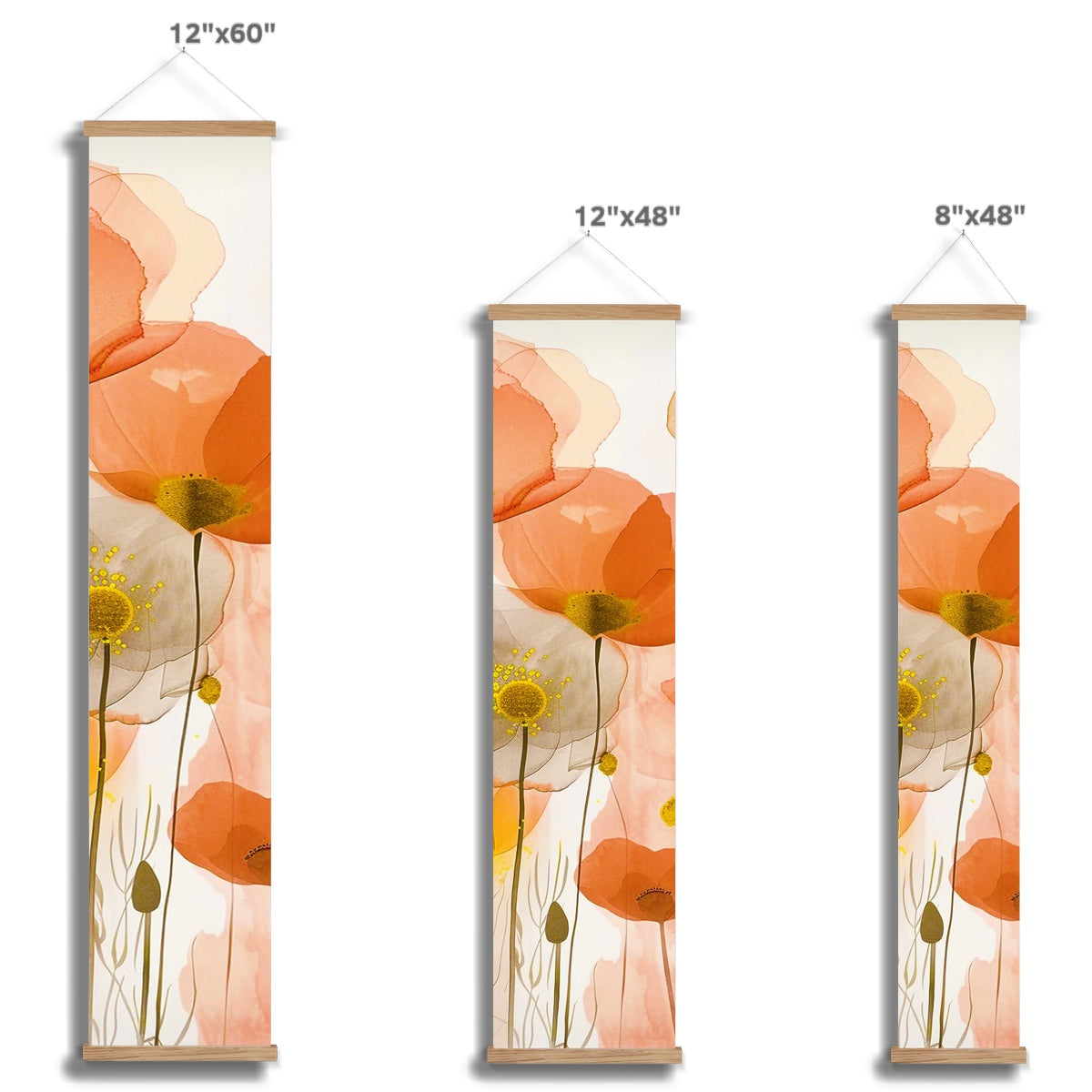 Poppy Echoes Golden Peach Escape Eclectic Art 06 Wall Height Chart - D'Sare