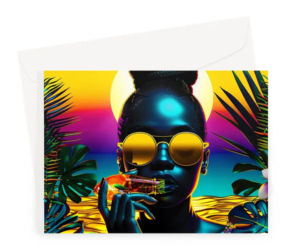 Tropical Sunset Dreams : Neon Vibes  Greeting Card - D'Sare