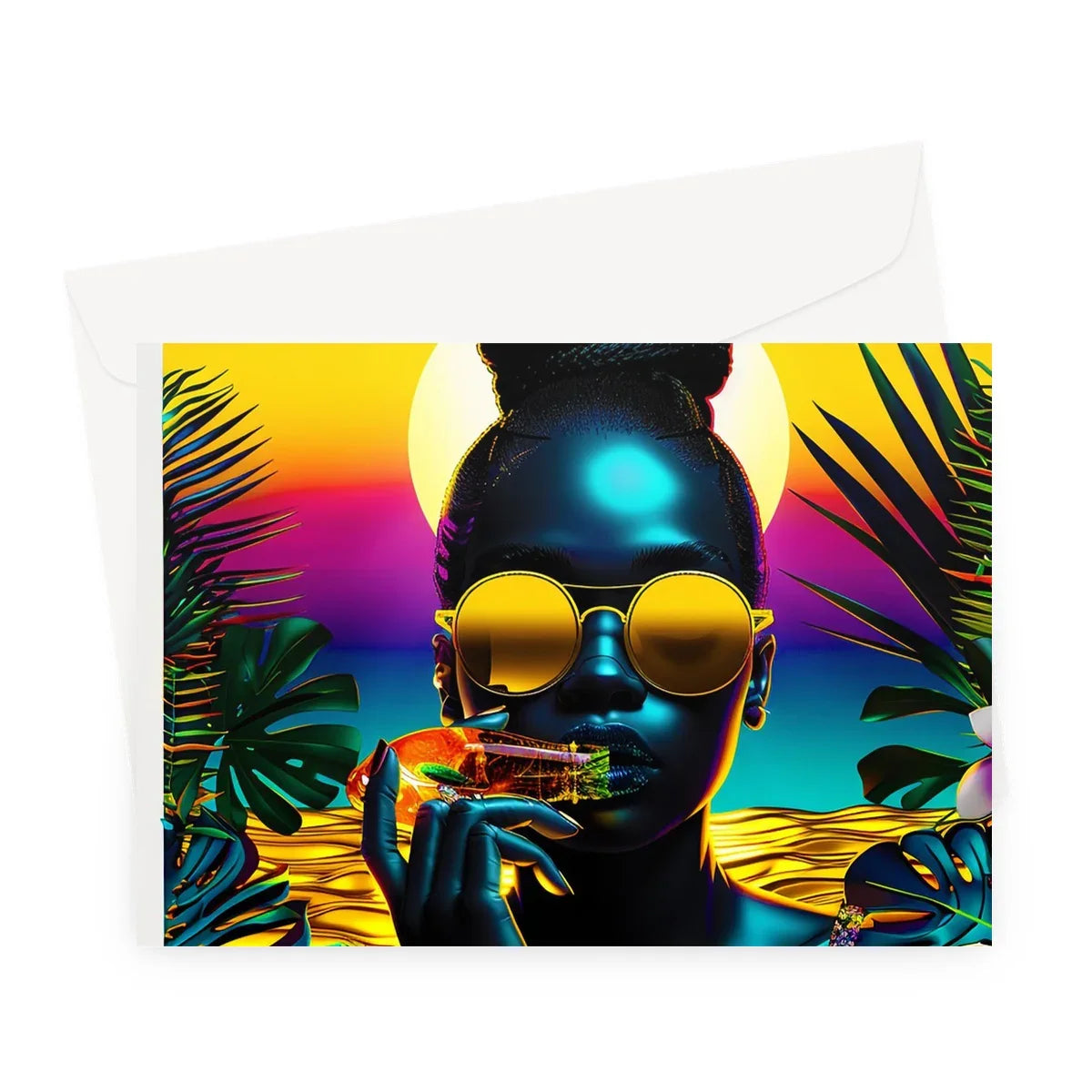 Tropical Sunset Dreams : Neon Vibes  Greeting Card - D'Sare