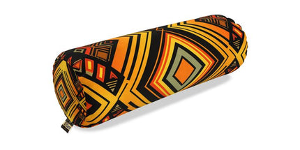 Abstract Eclectic Orange and Black Bolster Cushion by Contrado