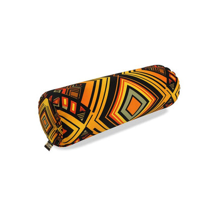 Abstract Eclectic Orange and Black Bolster Cushion by Contrado