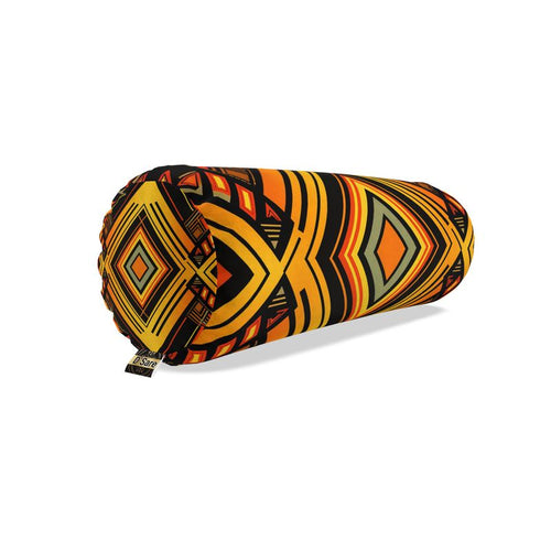 Abstract Eclectic Orange and Black Bolster Cushion by Contrado