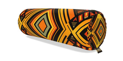 Abstract Eclectic Orange and Black Bolster Cushion by Contrado