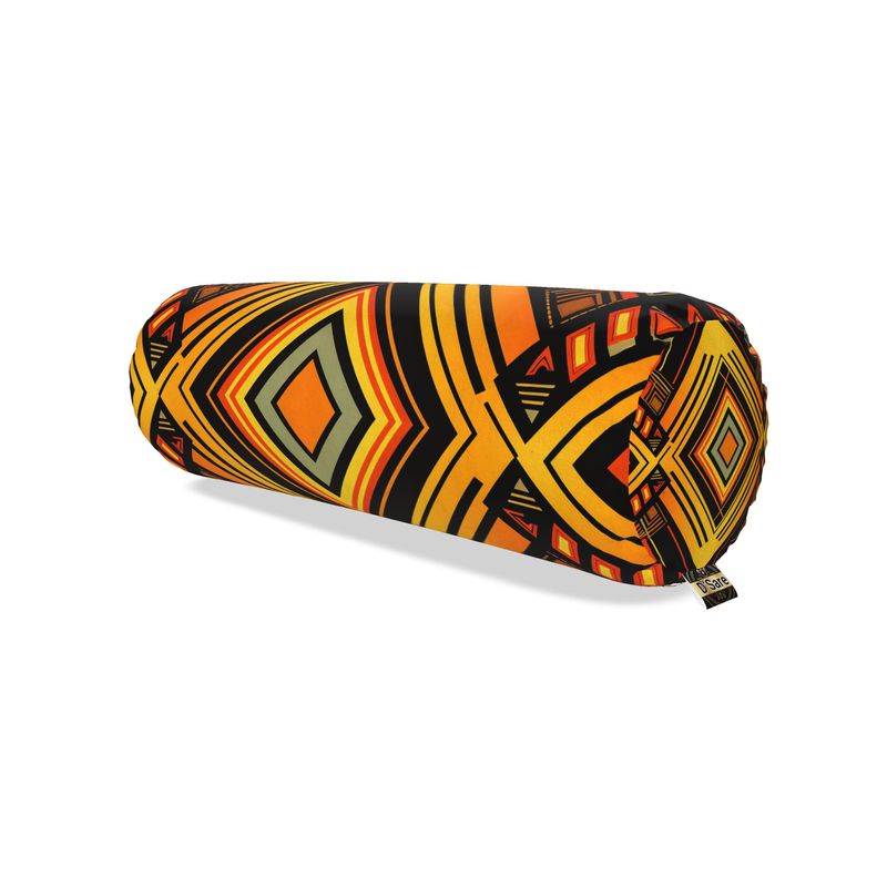 Abstract Eclectic Orange and Black Bolster Cushion